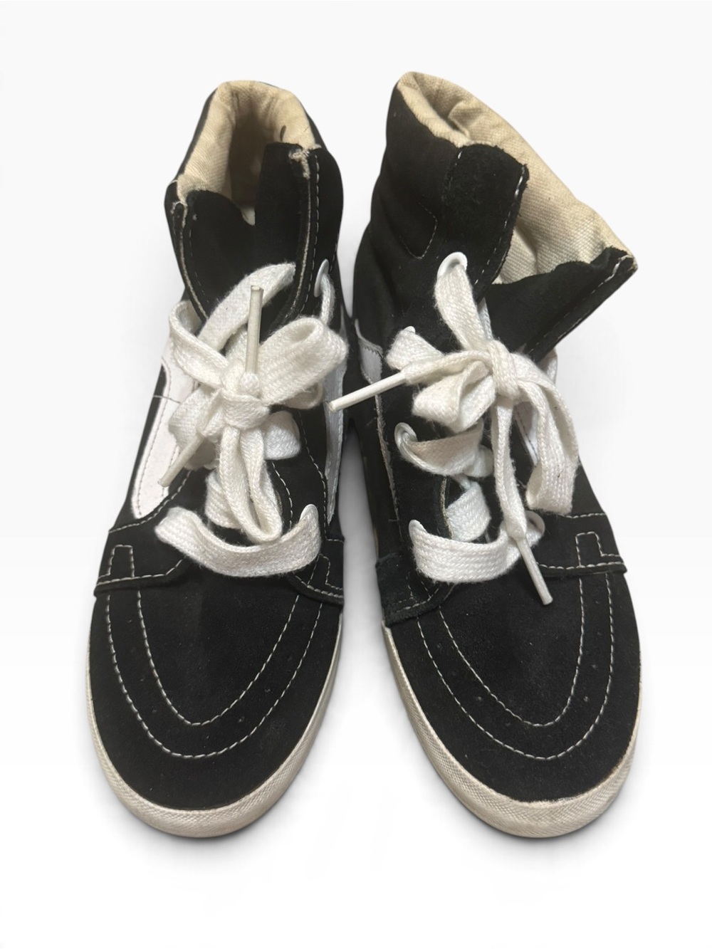 Vans Black and White High-Top Wedge Sneakers